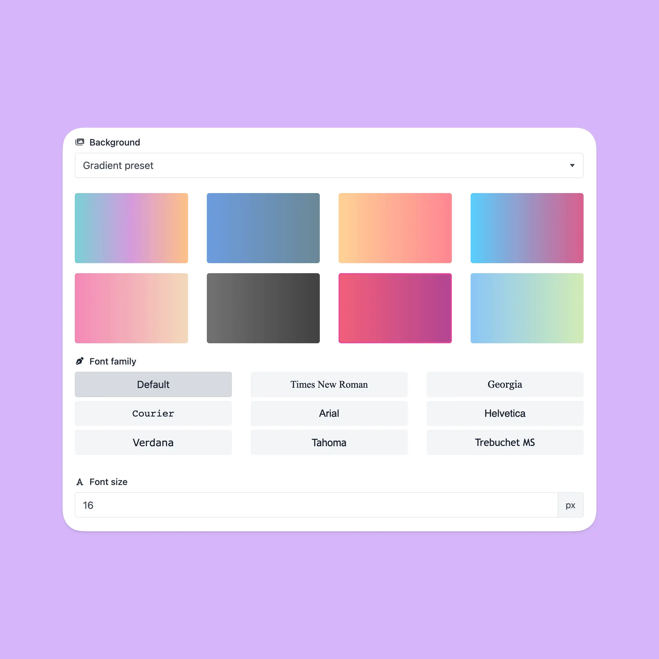 Screenshot of the app vcard editing page